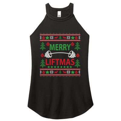 Merry Liftmas Ugly Christmas Sweater Gym Workout Women's Perfect Tri Rocker Tank