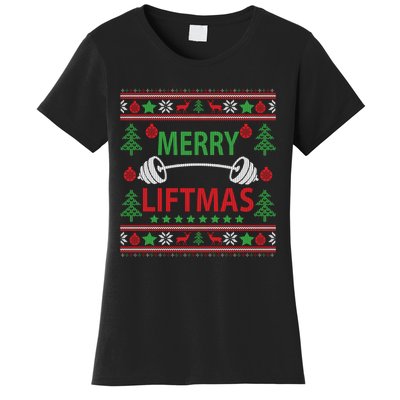 Merry Liftmas Ugly Christmas Sweater Gym Workout Women's T-Shirt