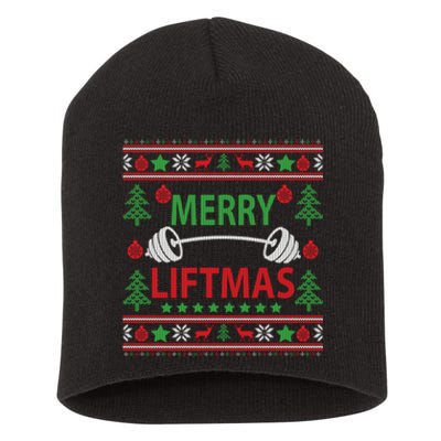 Merry Liftmas Ugly Christmas Sweater Gym Workout Short Acrylic Beanie