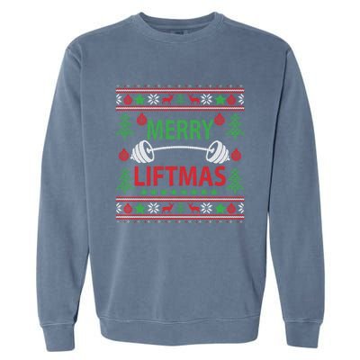 Merry Liftmas Ugly Christmas Sweater Gym Workout Garment-Dyed Sweatshirt