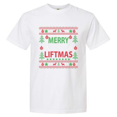 Merry Liftmas Ugly Christmas Sweater Gym Workout Garment-Dyed Heavyweight T-Shirt