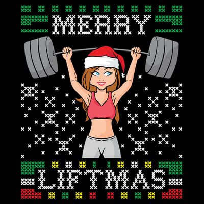 Merry Liftmas Ugly Christmas Sweater Miss Santa Gym Workout T-Shirt