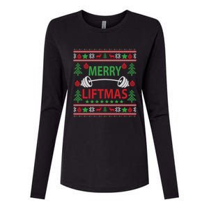 Merry Liftmas Ugly Christmas Gym Workout Cool Gift Womens Cotton Relaxed Long Sleeve T-Shirt