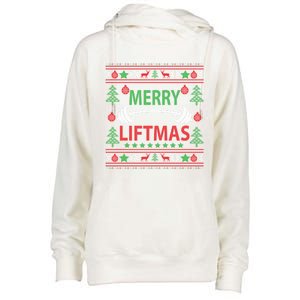 Merry Liftmas Ugly Christmas Gym Workout Cool Gift Womens Funnel Neck Pullover Hood