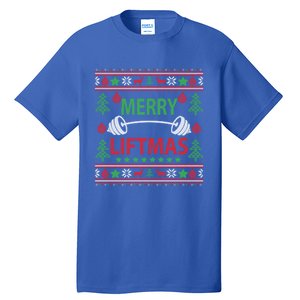 Merry Liftmas Ugly Christmas Gym Workout Cool Gift Tall T-Shirt