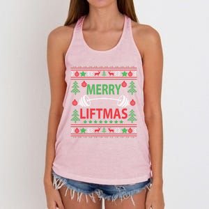 Merry Liftmas Ugly Christmas Gym Workout Cool Gift Women's Knotted Racerback Tank