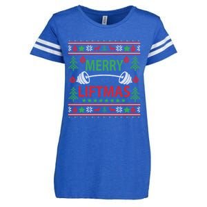 Merry Liftmas Ugly Christmas Gym Workout Cool Gift Enza Ladies Jersey Football T-Shirt