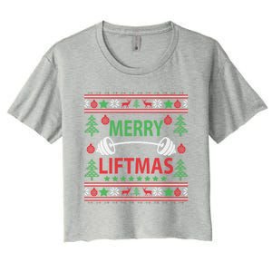 Merry Liftmas Ugly Christmas Gym Workout Cool Gift Women's Crop Top Tee