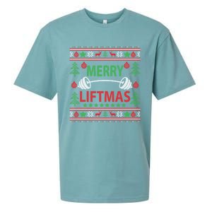 Merry Liftmas Ugly Christmas Gym Workout Cool Gift Sueded Cloud Jersey T-Shirt