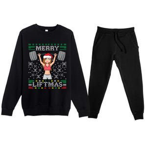 Merry LiftmaS Ugly Christmas Miss Santa Gym Workout Funny Gift Premium Crewneck Sweatsuit Set