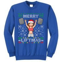 Merry LiftmaS Ugly Christmas Miss Santa Gym Workout Funny Gift Tall Sweatshirt