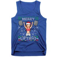 Merry LiftmaS Ugly Christmas Miss Santa Gym Workout Funny Gift Tank Top