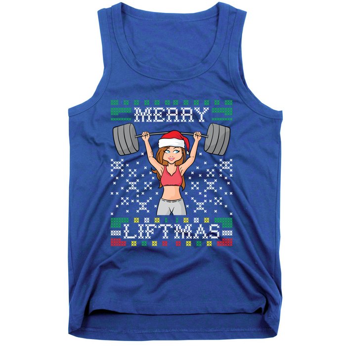 Merry LiftmaS Ugly Christmas Miss Santa Gym Workout Funny Gift Tank Top