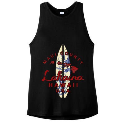 MAUI Lahaina Vintage Hawaiian Islands Hawaii Ladies PosiCharge Tri-Blend Wicking Tank