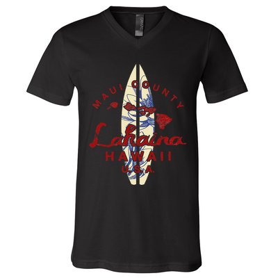 MAUI Lahaina Vintage Hawaiian Islands Hawaii V-Neck T-Shirt