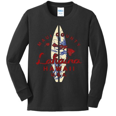 MAUI Lahaina Vintage Hawaiian Islands Hawaii Kids Long Sleeve Shirt