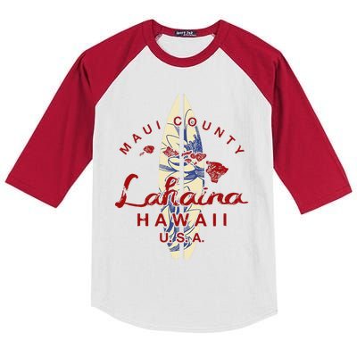 MAUI Lahaina Vintage Hawaiian Islands Hawaii Kids Colorblock Raglan Jersey