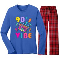 Music Lover Vintage 90s Vibe 90s I Heart The Nineties Women's Long Sleeve Flannel Pajama Set 