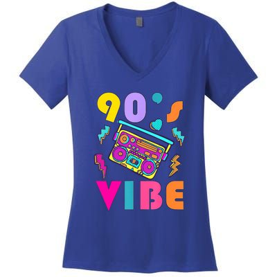 Music Lover Vintage 90s Vibe 90s I Heart The Nineties Women's V-Neck T-Shirt