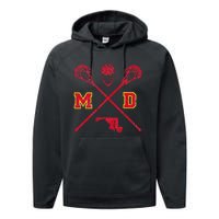 Maryland Lacrosse Vintage Md Lax Weathered Performance Fleece Hoodie