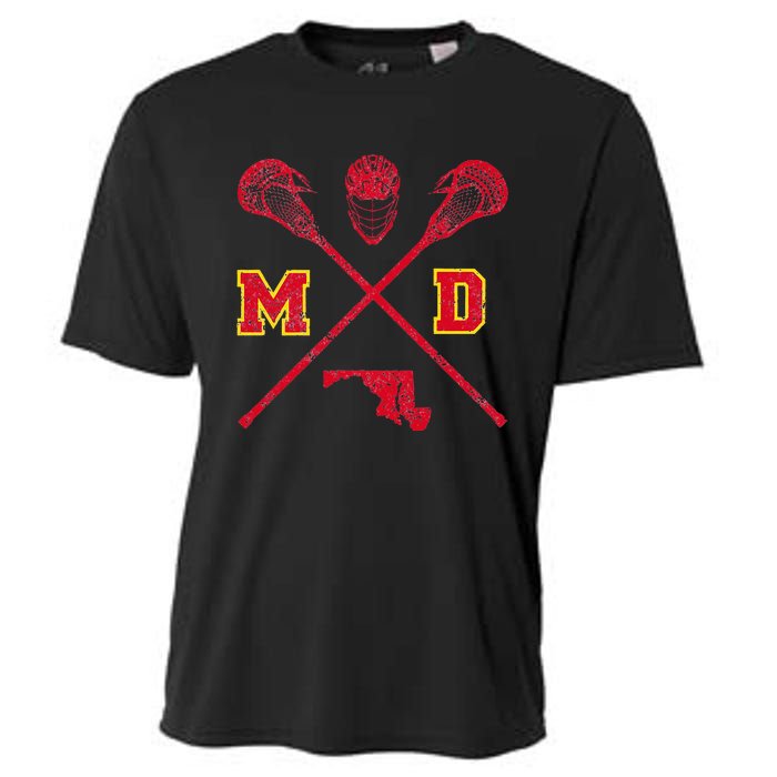 Maryland Lacrosse Vintage Md Lax Weathered Cooling Performance Crew T-Shirt