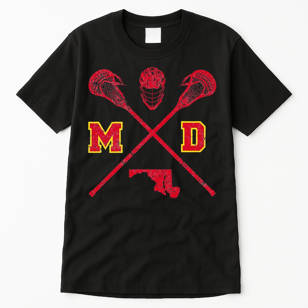 Maryland Lacrosse Vintage Md Lax Weathered Tall T-Shirt