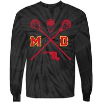 Maryland Lacrosse Vintage Md Lax Weathered Tie-Dye Long Sleeve Shirt