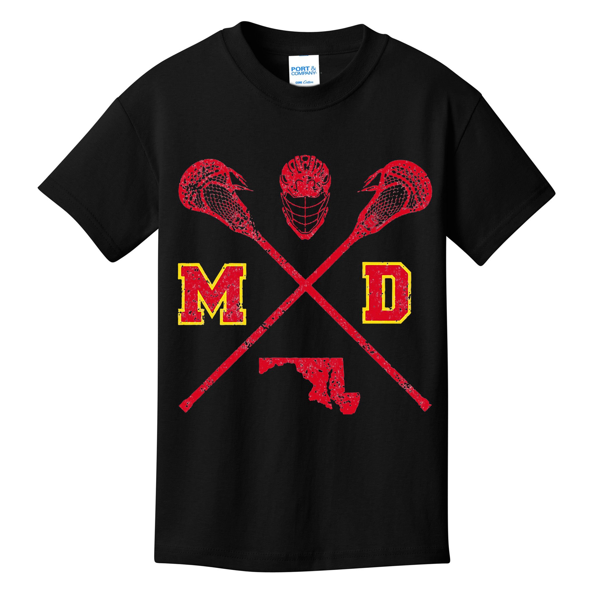 Maryland Lacrosse Vintage Md Lax Weathered Kids T-Shirt