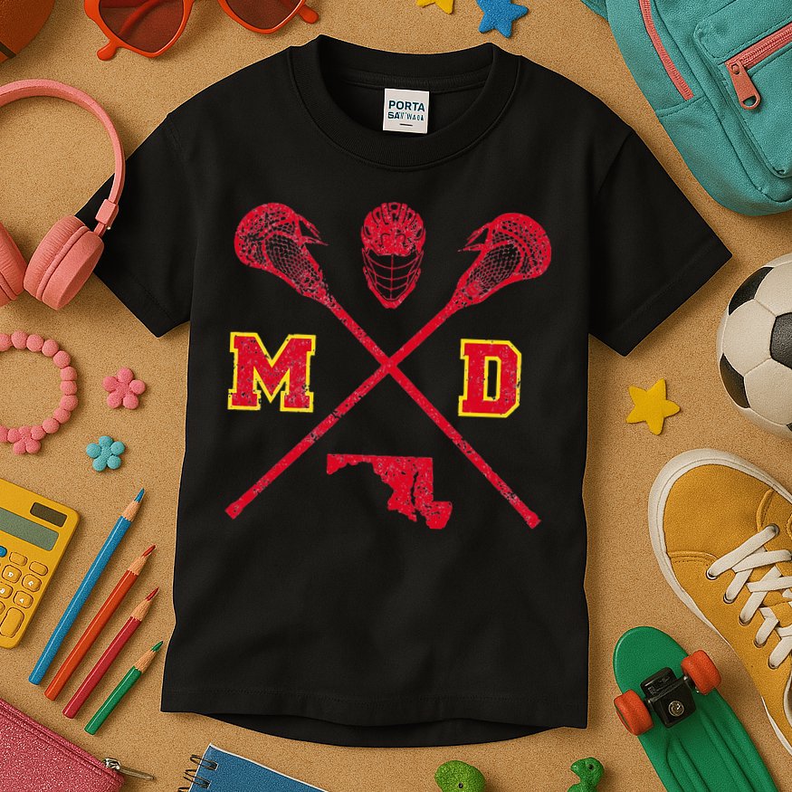 Maryland Lacrosse Vintage Md Lax Weathered Kids T-Shirt
