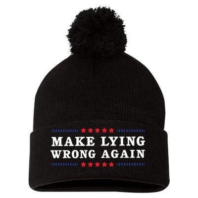 Make Lying Wrong Again Anti Trump Pom Pom 12in Knit Beanie