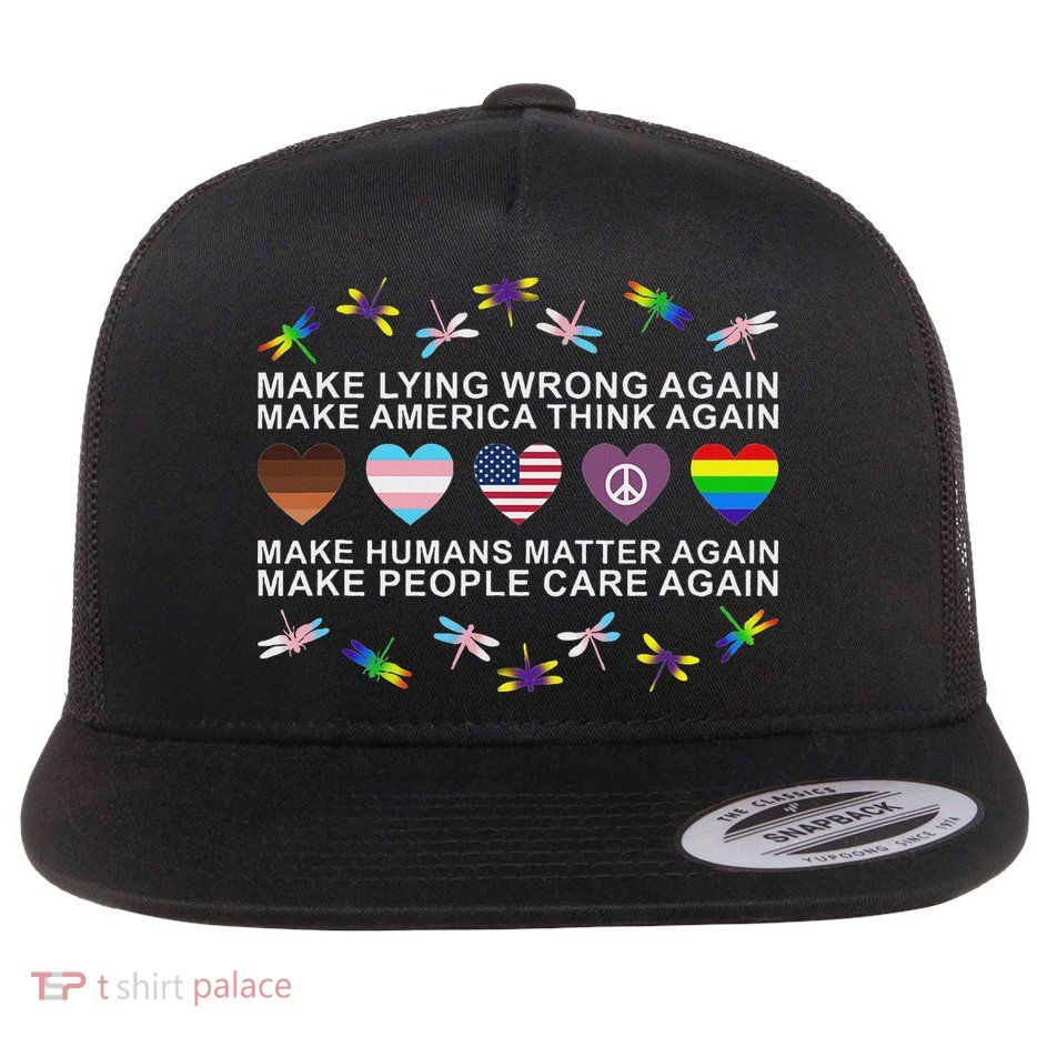Make Lying Wrong Again Human’S Rights Apparel Flat Bill Trucker Hat