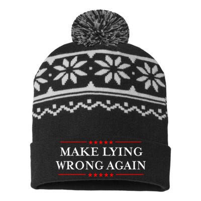 Make Lying Wrong Again Gift Resist Racism Anti Trump USA-Made Snowflake Beanie