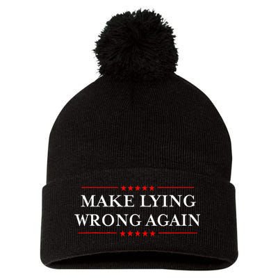 Make Lying Wrong Again Gift Resist Racism Anti Trump Pom Pom 12in Knit Beanie