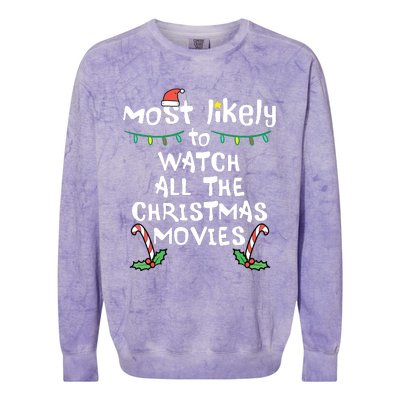 Most Likely Watch Christmas Movie Xmas Family Matching Colorblast Crewneck Sweatshirt