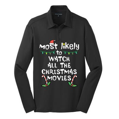 Most Likely Watch Christmas Movie Xmas Family Matching Silk Touch Performance Long Sleeve Polo