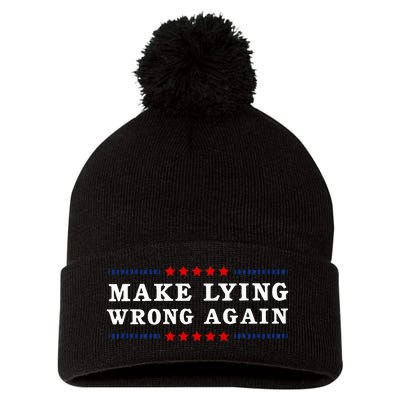 Make Lying Wrong Again Anti Trump Pom Pom 12in Knit Beanie