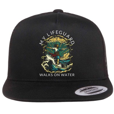 My Lifeguard Walks On Water Christian Faith In Jesus Flatbill Hat