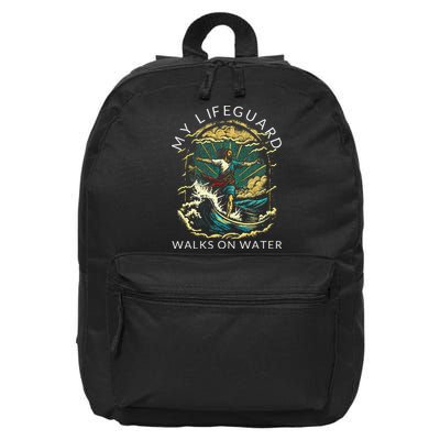 My Lifeguard Walks On Water Christian Faith In Jesus 16 in Basic Backpack