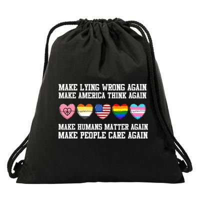 Make Lying Wrong Again Humans Rights Apparel Drawstring Bag