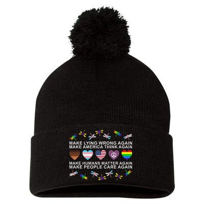 Make Lying Wrong Again Human’S Rights Apparel Pom Pom 12in Knit Beanie