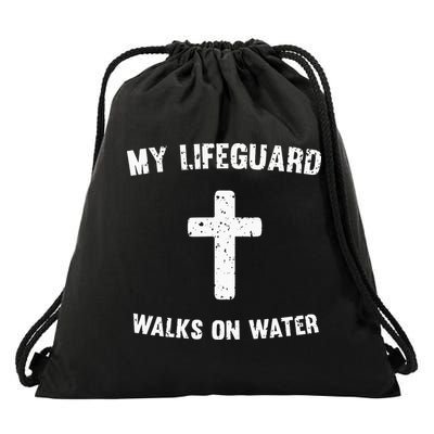 My Lifeguard Walks On Water Drawstring Bag