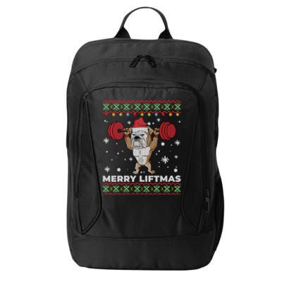 Merry Liftmas Weightlifting And English Bulldog Ugly Sweater Great Gift City Backpack