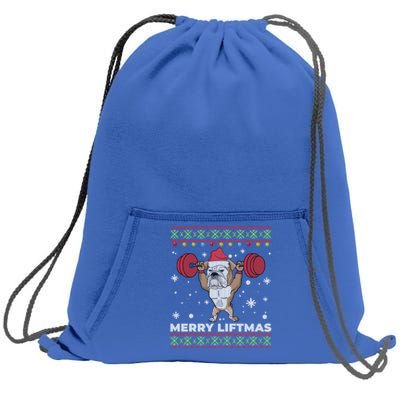 Merry Liftmas Weightlifting And English Bulldog Ugly Sweater Great Gift Sweatshirt Cinch Pack Bag