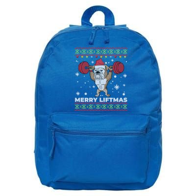 Merry Liftmas Weightlifting And English Bulldog Ugly Sweater Great Gift 16 in Basic Backpack