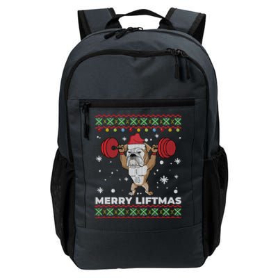 Merry Liftmas Weightlifting And English Bulldog Ugly Sweater Great Gift Daily Commute Backpack