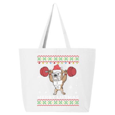 Merry Liftmas Weightlifting And English Bulldog Ugly Sweater Great Gift 25L Jumbo Tote