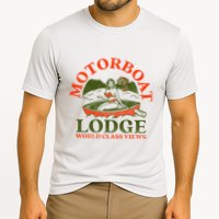 Motorboat Lodge World Class Views. Funny Retro Canoe Pinup Performance Shirt