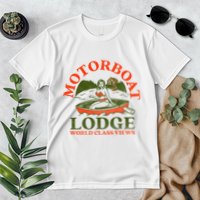 Motorboat Lodge World Class Views. Funny Retro Canoe Pinup Premium T-Shirt