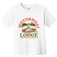 Motorboat Lodge World Class Views. Funny Retro Canoe Pinup Toddler T-Shirt