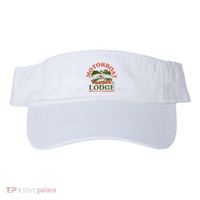 Motorboat Lodge World Class Views. Funny Retro Canoe Pinup Visor